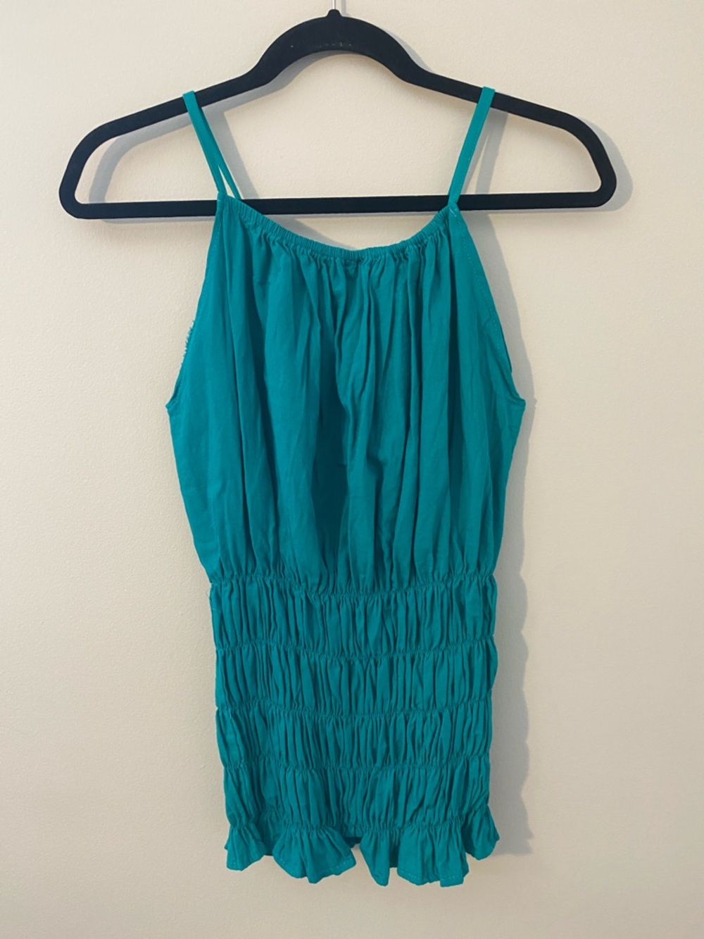 ๐ BOGO 100% Cotton Teal Embroidered Floral Smocked Tank Top ๐ - Picture 2 of 5